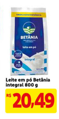 Mercado Extra Leite em po Betania integral 800g oferta