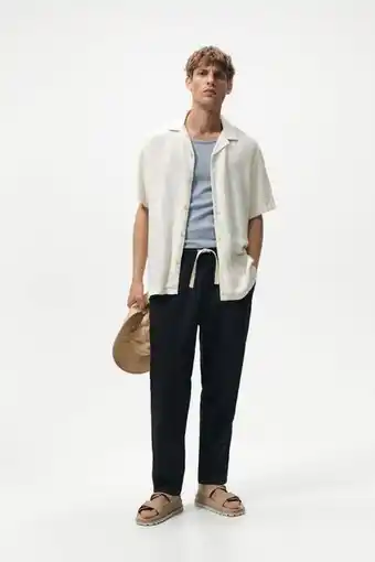 ZARA Calça de cintura jogger de algodão - linho oferta