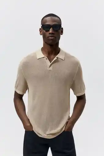 ZARA Polo de tricô com textura mesh oferta