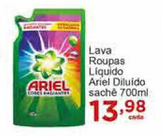 Rossi Supermercado Lava roupas Liquido Ariel Diluido sache 700ml oferta