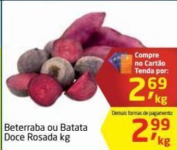 Tenda Atacado Beterraba ou batata doce rosada kg oferta