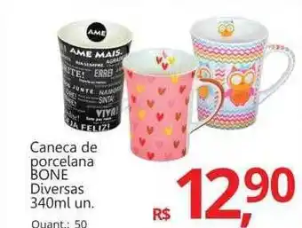 Caneca de porcelana bone diversas