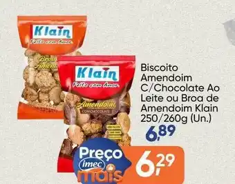 Imec Supermercados Biscoito amendoim c chocolate ao leite ou broa de amendoim klain oferta