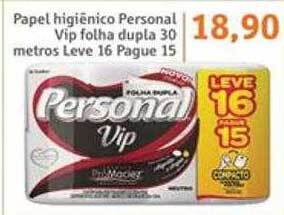 Papel higiênico personal vip folha dupla leve 16 pague 15