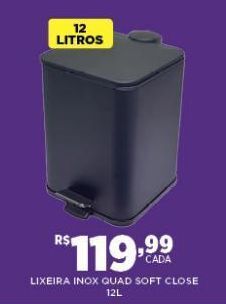 DB Supermercados Lixeira inox quad soft close 12l oferta
