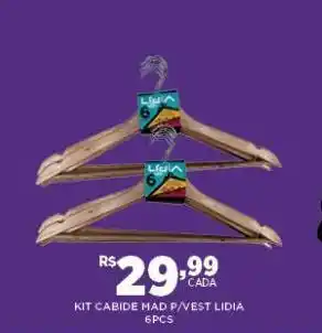 DB Supermercados Kit cabide mad p/vest lidia 6 pcs oferta