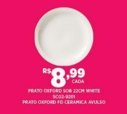 DB Supermercados Prato oxford sob 22cm white oferta
