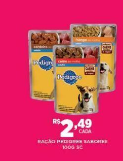 DB Supermercados Ração para cães pedigree 100g oferta