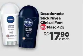 Farmácias Nissei Desodorante Stick Nivea Clinical Fem Ou Masc 42g oferta
