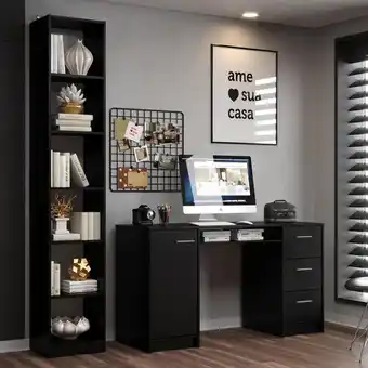 Escrivaninha madesa alaska + estante livreiro 6906 - preto