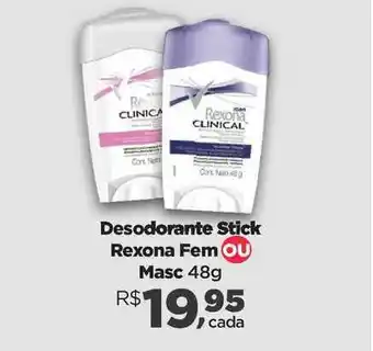 Farmácias Nissei Desodorante Stick Rexona Fem Ou Masc 48g oferta