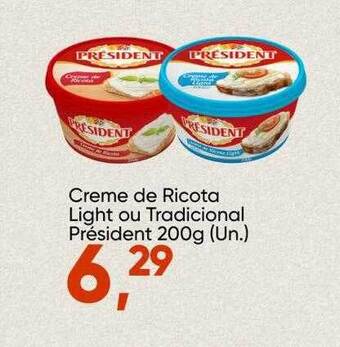 Imec Supermercados Creme de ricota light ou tradicional président oferta
