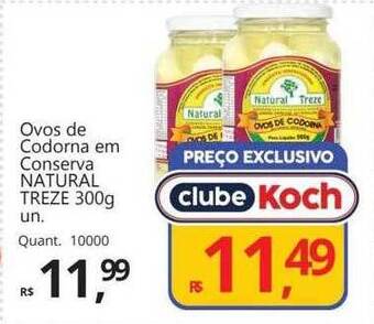 Supermercados Koch Ovos de codorna em conserva natural treze oferta