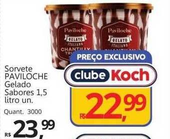 Supermercados Koch Sorvete paviloche gelado sabores oferta