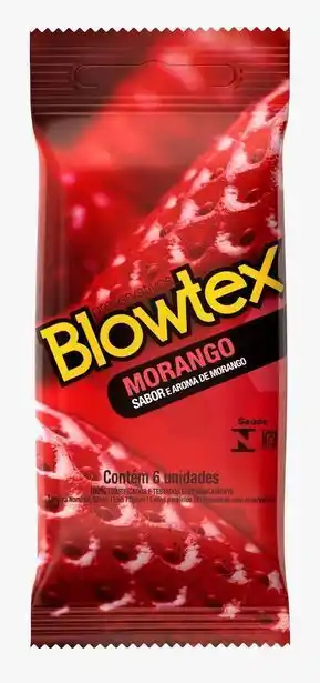 Preservativo blowtex morango com 6 unidades