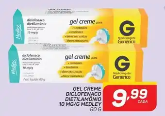GBarbosa Gel creme diclofenaco dietilamonio 10mg/g medley 60g oferta