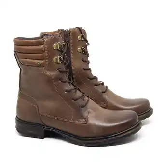 Bota feminina dij001 de amarrar em couro tabaco old perlatto