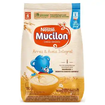Cereal infantil integral arroz & aveia mucilon pacote 180g