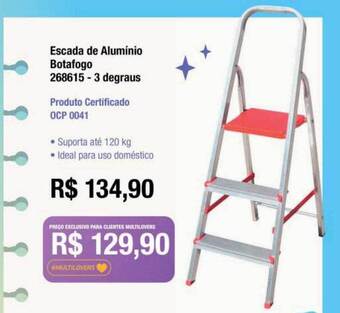 Escada de alumínio botafogo 3 degraus