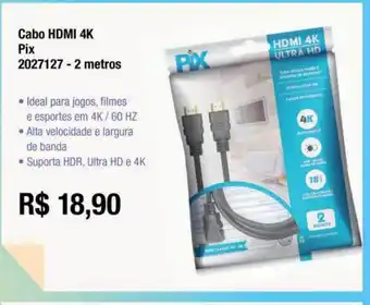 Multicoisas Cabo hdmi 4k pix 2 metros oferta