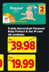 Mercado Extra Fralda descartavel Personal Baby Protect & Sec m com 40 unidades oferta