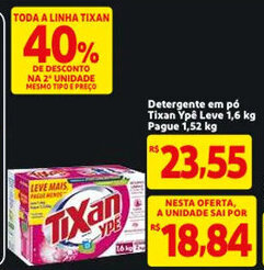 Mercado Extra Detergente em po Tixan Ype Leve 1.6kg pague 1.52kg oferta