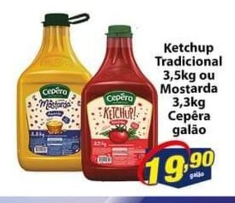 Vencedor Atacadista Ketchup Tradicional 3.5kg ou Mostarda 3.3kg Cepera galao oferta