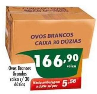 Vencedor Atacadista Ovos Brancos Grandes Caixa c/ 30 duzias oferta