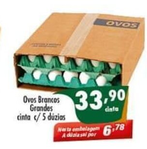 Vencedor Atacadista Ovos Brancos grandes cinta c/5 duzias oferta
