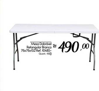 Mesa Dobrável Retangular Branca