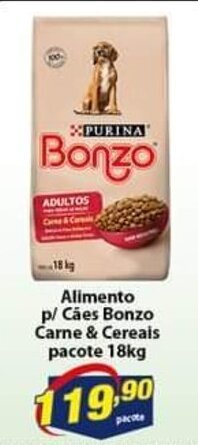 Vencedor Atacadista Alimento p/ caes Bonzo Carne & Cereais pacote 18kg oferta