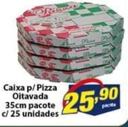 Vencedor Atacadista Caixa p/ Pizza Oitavada 35cm pacote c/25 unidades oferta
