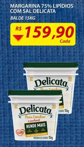 Assaí Atacadista Margarina 75% Lipidios com sal Delicata 15kg oferta