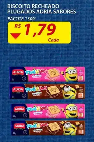 Assaí Atacadista Biscoito Recheado Plugados Adria Sabores 130g oferta