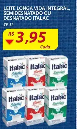 Assaí Atacadista Leite Longa Vida Integral, Semidesnatado ou desnatado Italac 1L oferta