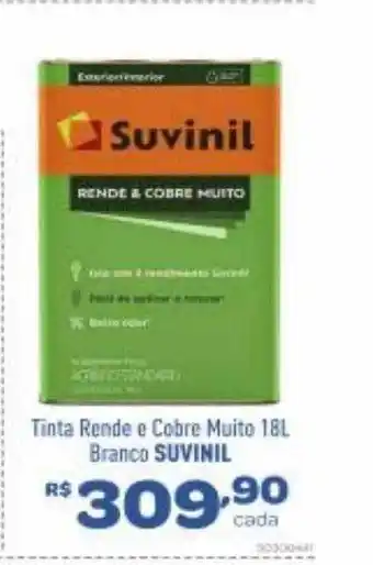 Tinta rende e cobre muito 18l branco suvinil