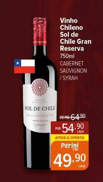 Perini Vinho chileno sol de chile gran reserva oferta