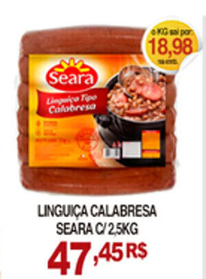 Mercadão Atacadista Linguica Calabresa Seara c/ 2.5kg oferta