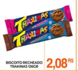 Mercadão Atacadista Biscoito Recheado Trakinas 126g oferta