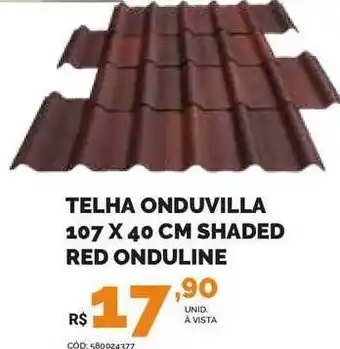 Carajás Telha Onduvilla 107x40 Cm Shaded Red Onduline oferta