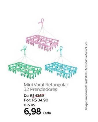 Mini Varal Retangular 32 Prendedores