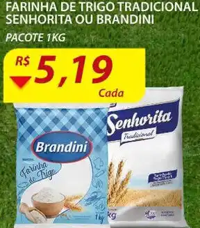 Assaí Atacadista Farinha de Trigo Tradicional Senhorita ou Brandini 1kg oferta