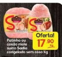 Supermercados Princesa Patinho ou coxão mole suíno sadia kg oferta