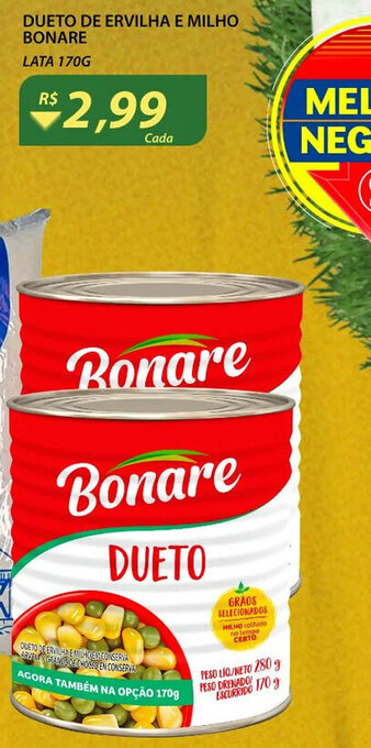 Dueto de Ervilha e Milho Bonare 170g