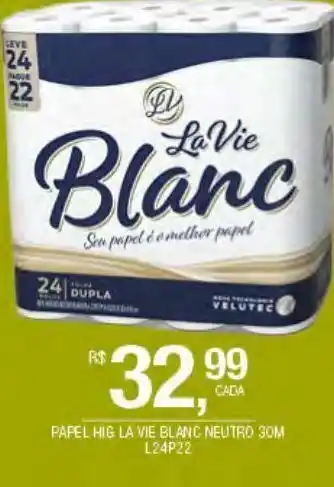DB Supermercados Papel higiênico la vie blanc neutro 30m 24 rolos oferta
