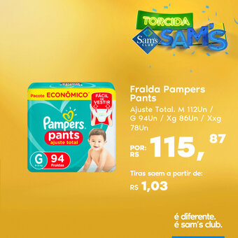 Sam's Club Fralda Pampers Pants oferta