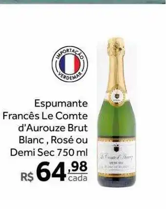 Espumane francês le comte d'aurouze brut blanc rosé ou demi sec