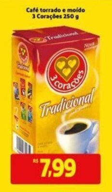 Extra Supermercado Cafe torrado e moido 3 Coracoes 250g oferta