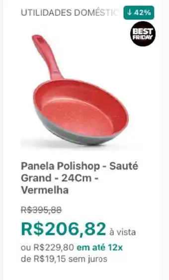 Panela Polishop - Saute Grand 24cm Vermelha