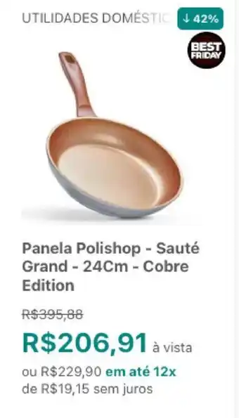 Panela Polishop - Saute Grand 24cm - Cobre Edition